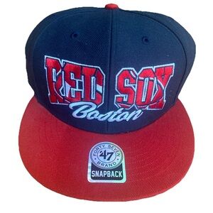 Boston Red Sox 47 Brand Snapback Cap Big Script Logo MLB Baseball Hat Red & Blue